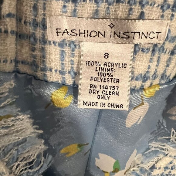 Women's Beautiful Spring Fashion Instinct Blue & White Tweed Blazer, Size 8 - Picture 7 of 10